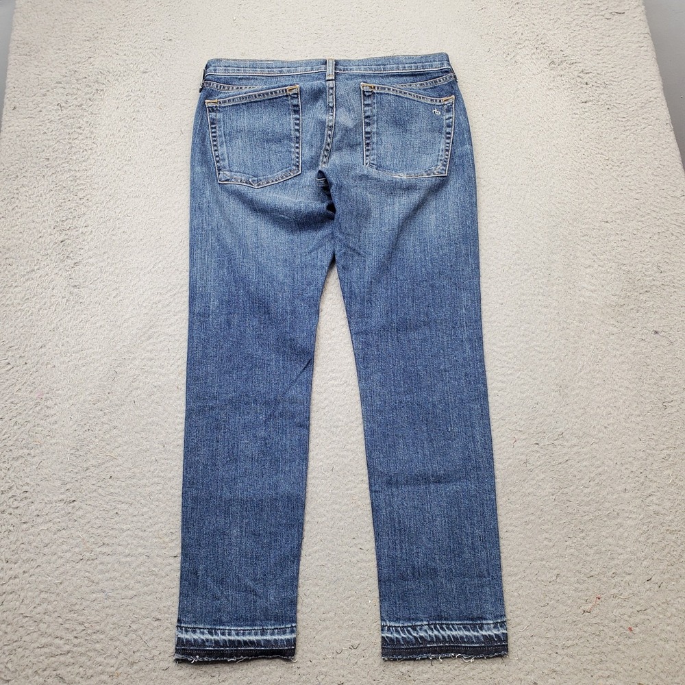 Rag & Bone Dre Capri Jeans Womens 27 Blue Denim Raw Hem Double Stitch 5-Pocket - Picture 2 of 11